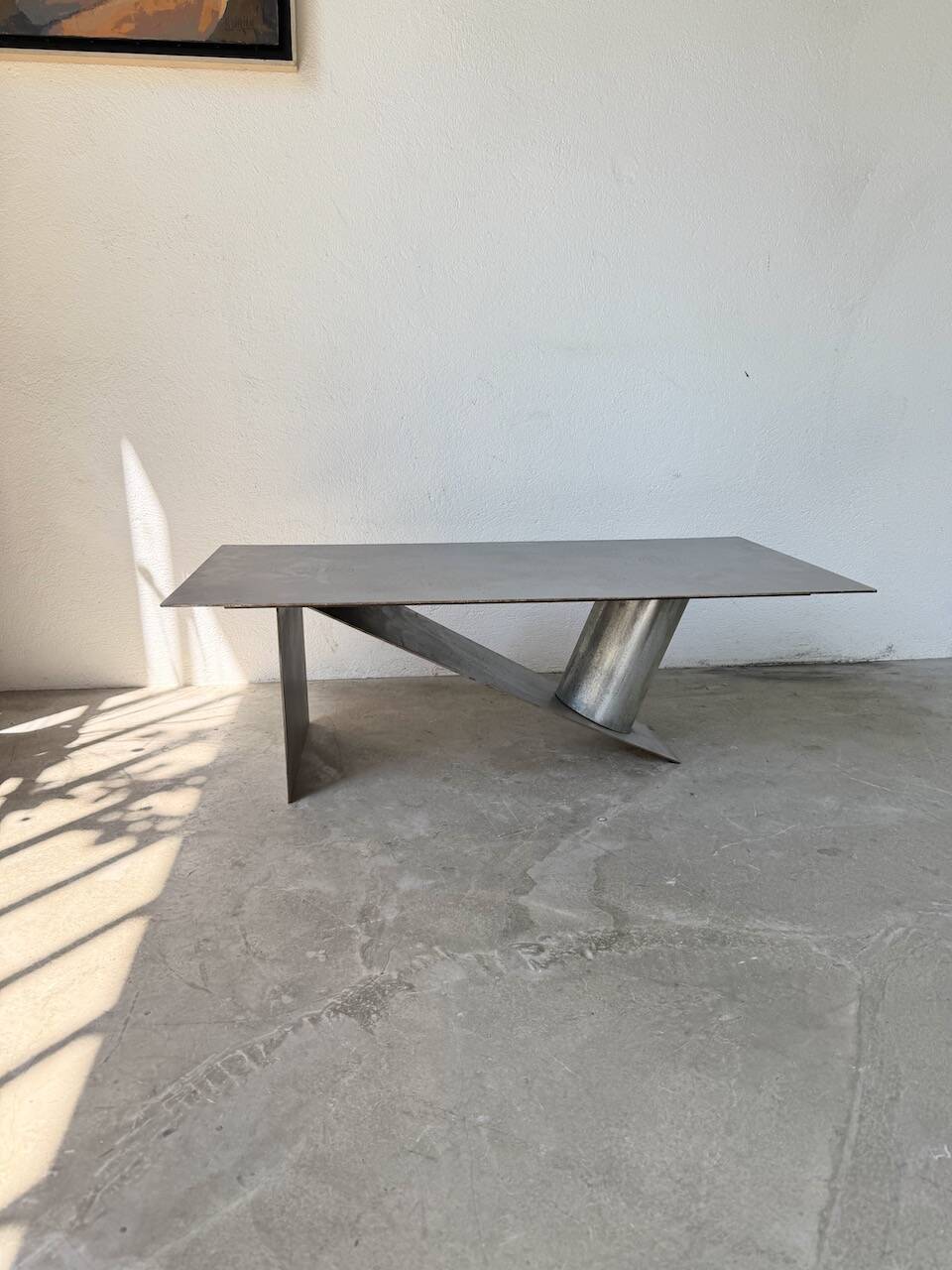 Handcrafted metal coffee table from the 1970s