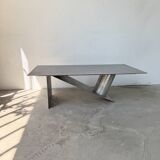 Handcrafted metal coffee table from the 1970s