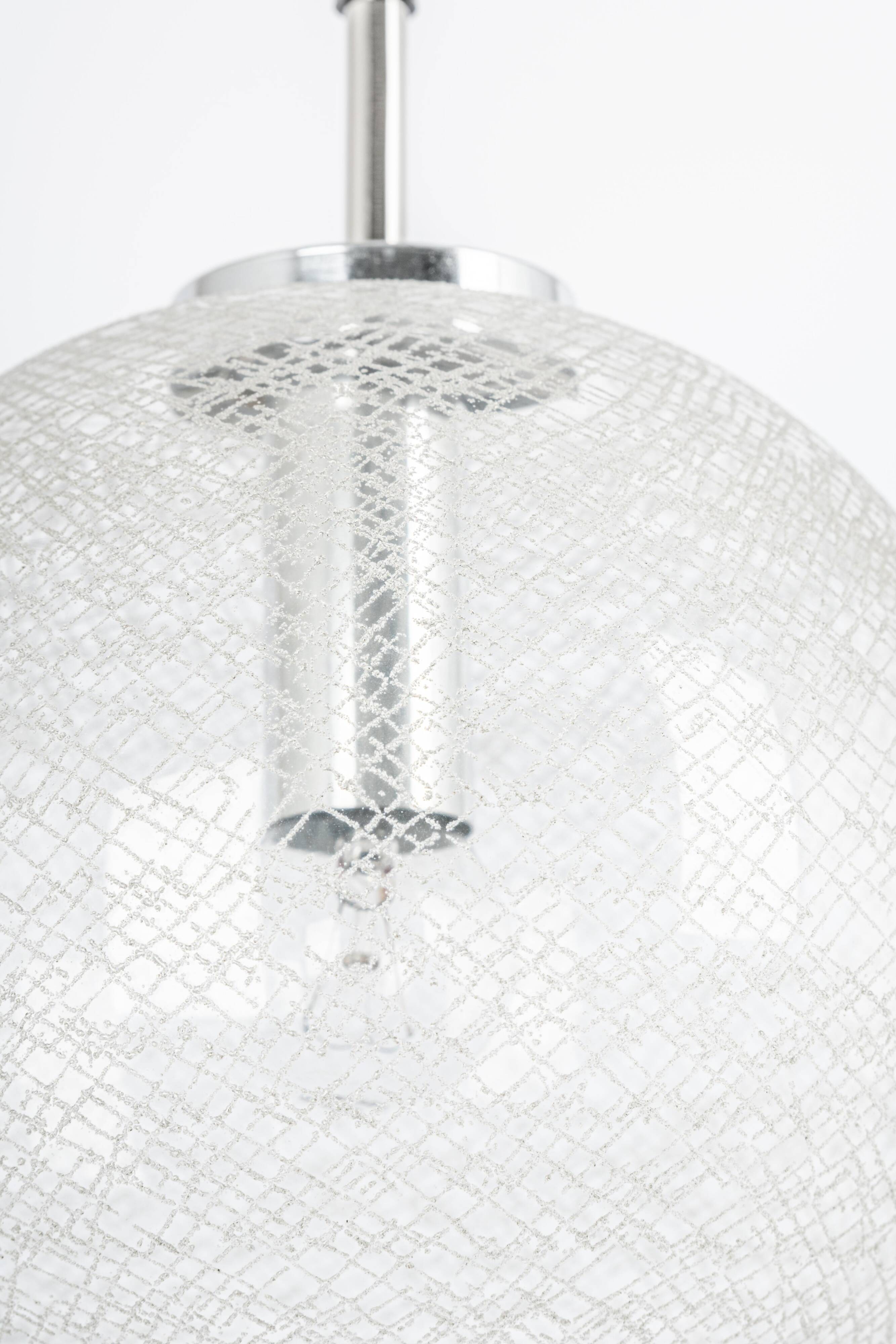 Small chrome Limburg pendant light with glass ball, Germany, 1970s.