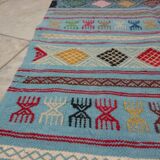 Kilim blue handmade carpets 95x195cm