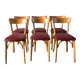 Set of 6 Luterma bistro chairs in blond wood and skaï 50s