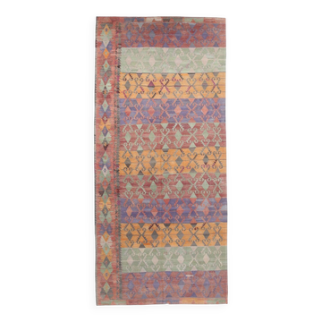 Purple & Orange & Red & Green Kilim Rug, Orientel Kilim Rug 176x390Cm