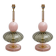 Pair of Geometric Murano Glass Table Lamps in Pink and Green,Sottsass Style