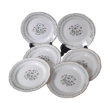 6 dessert plates floral and golden decoration - Model Printemps de Digoin - circa 1950