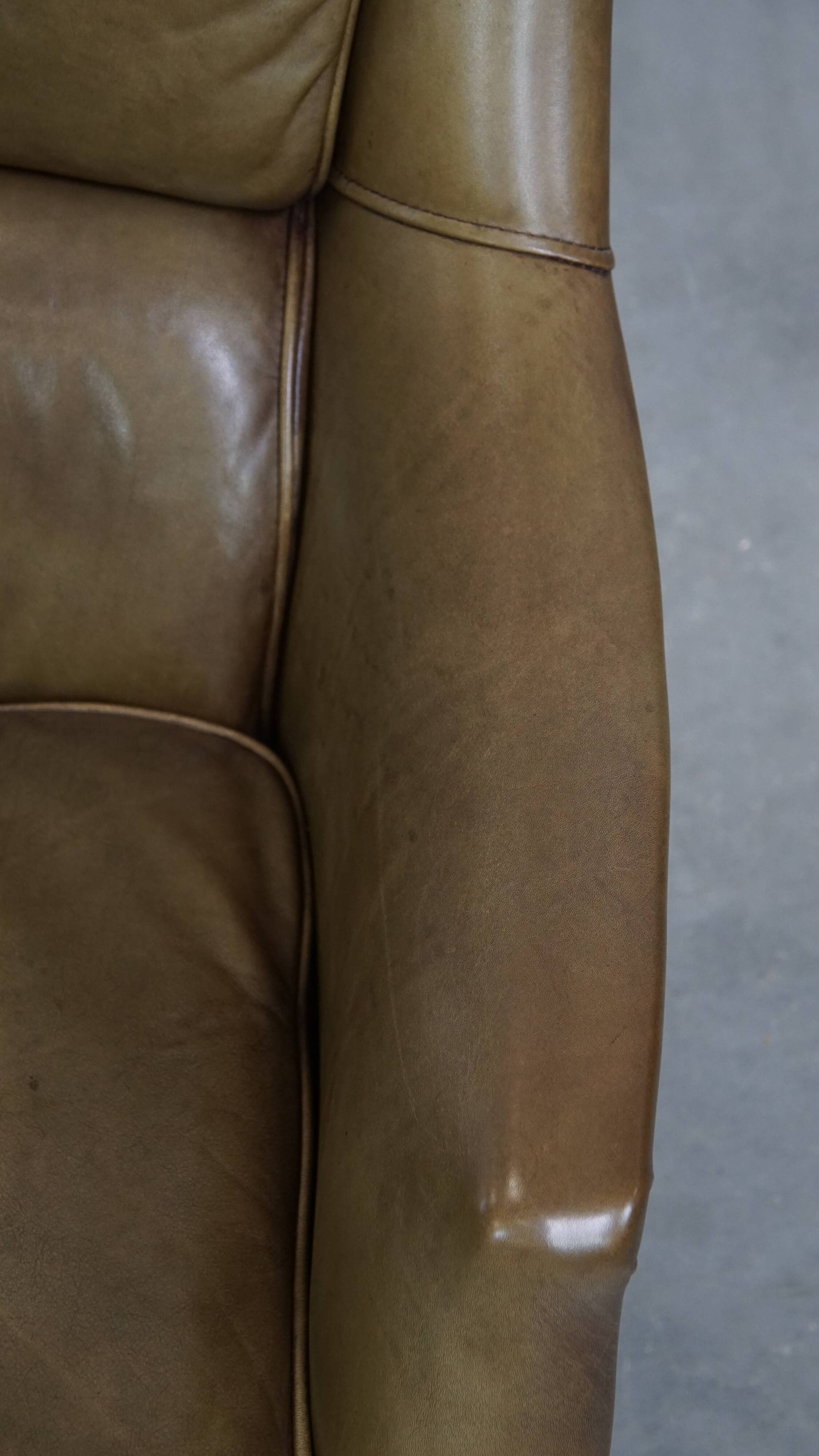Olive Green Cowhide Leather Armchair