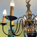 Large Dutch chandelier in bronzed brass 8 branches