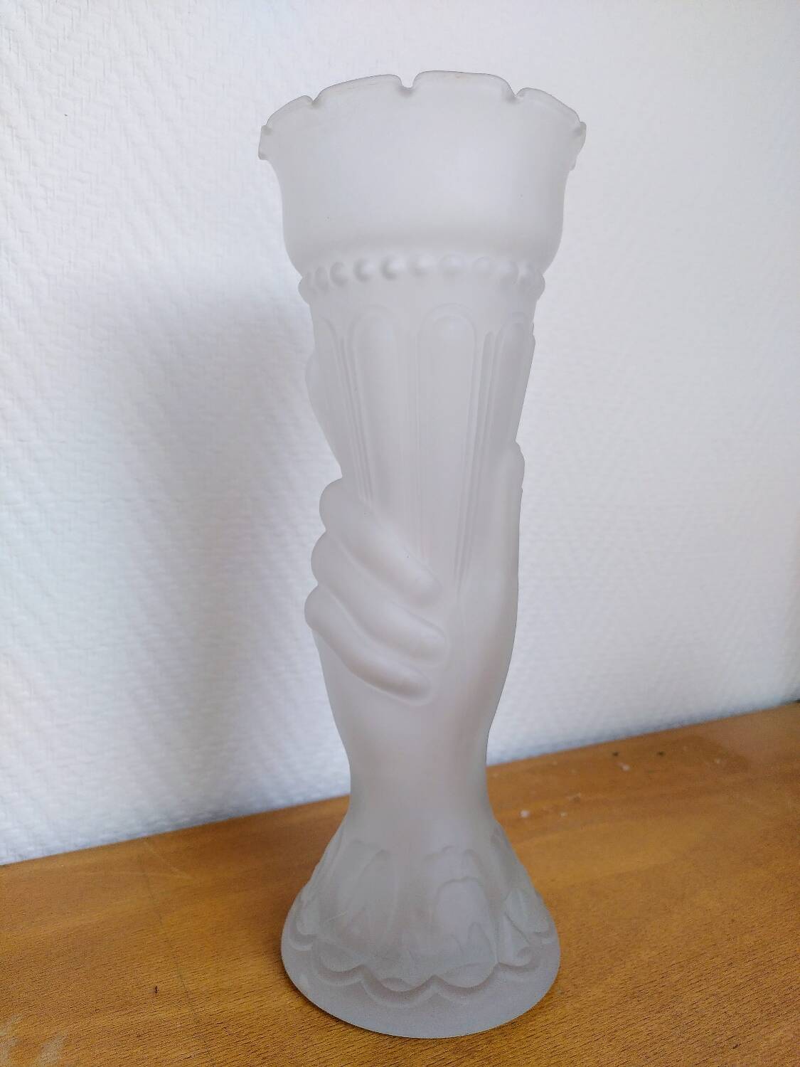 Frosted glass torch hand vase