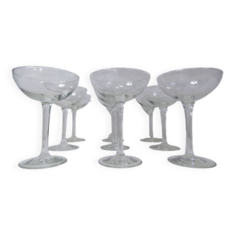 9 champagne glasses