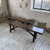 Paire de bancs en chêne massif