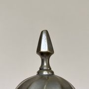 Silver-plated metal teapot with fluted body in Art Deco style