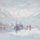 René leverd: switzerland, view of thun from la blümlisalp, original signed watercolor