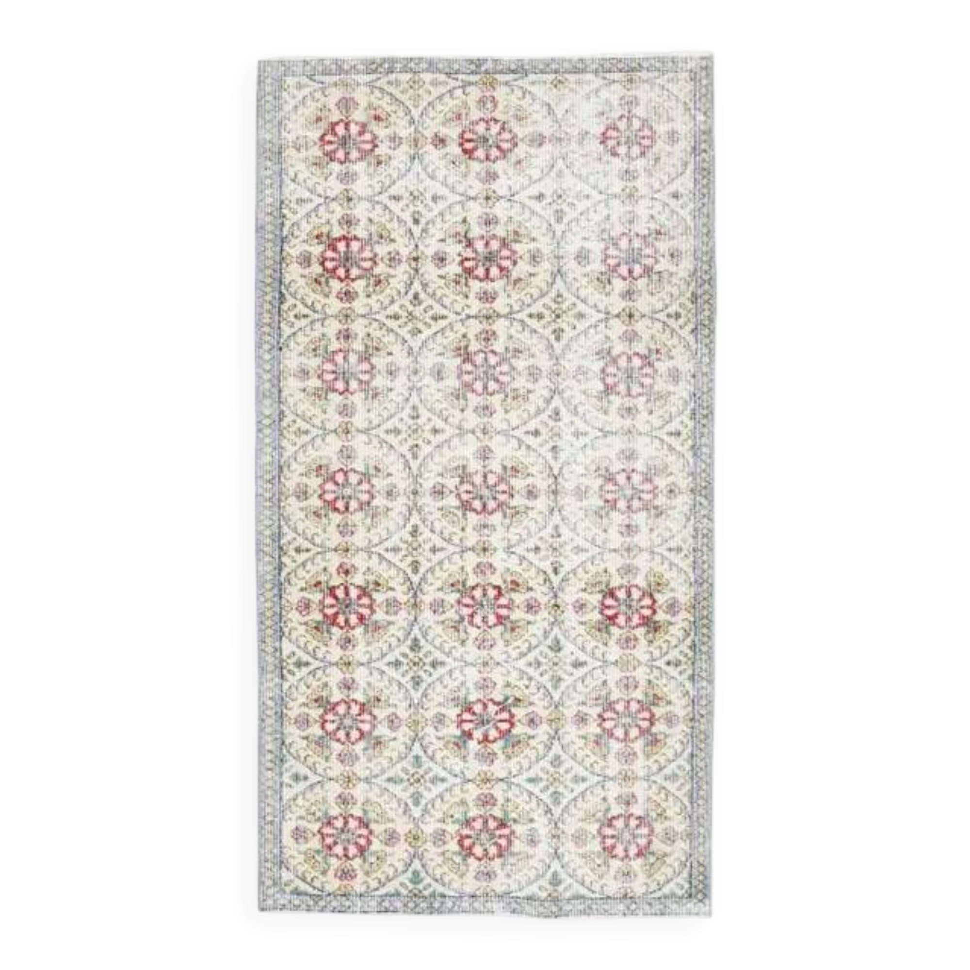 1970s Turkish Oushak Handmade Wool Cotton Beige Area Rug 101x191