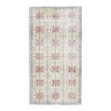 1970s Turkish Oushak Handmade Wool Cotton Beige Area Rug 101x191