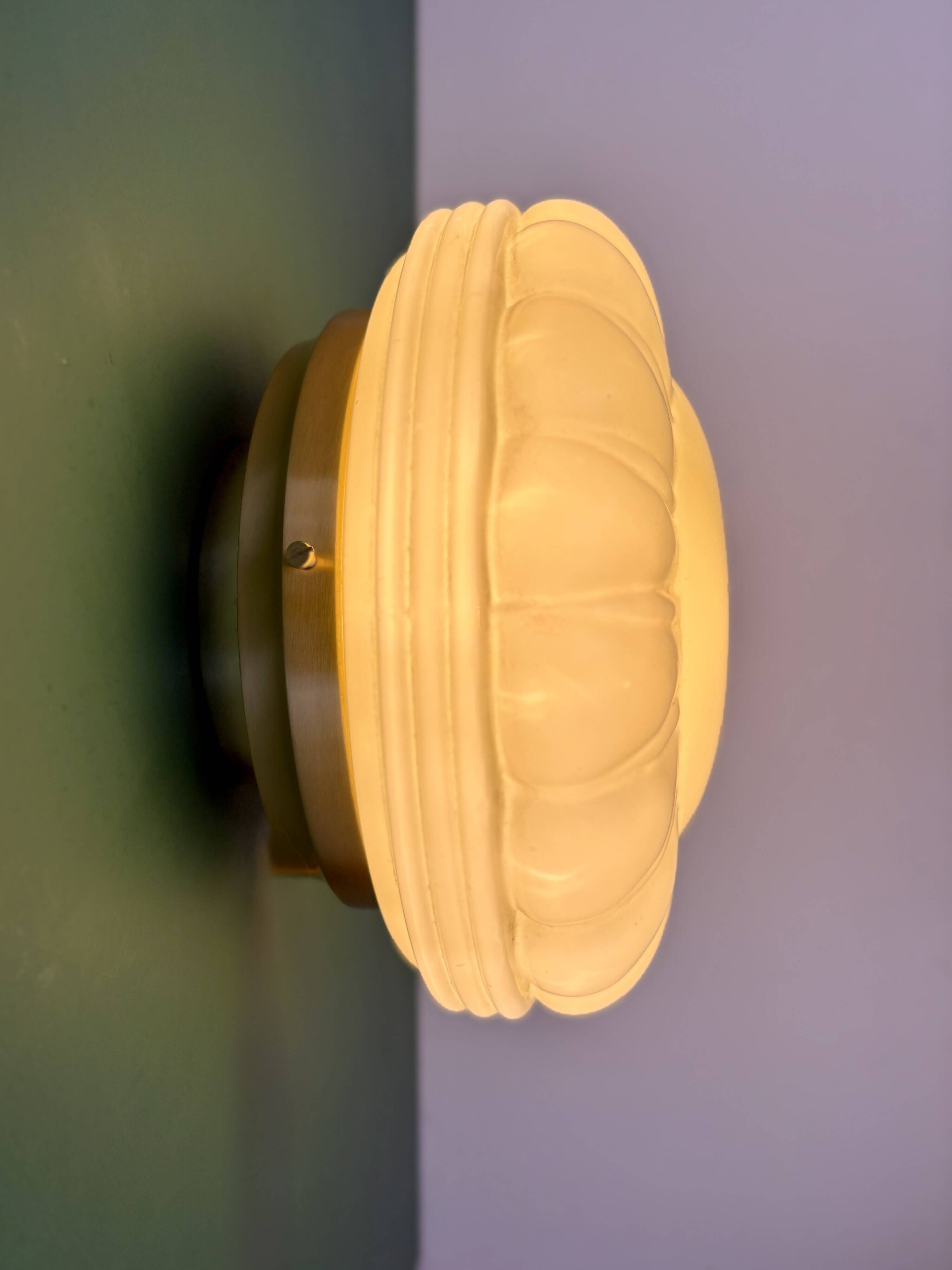 Vintage Art Deco globe wall or ceiling light in yellow opaline.
