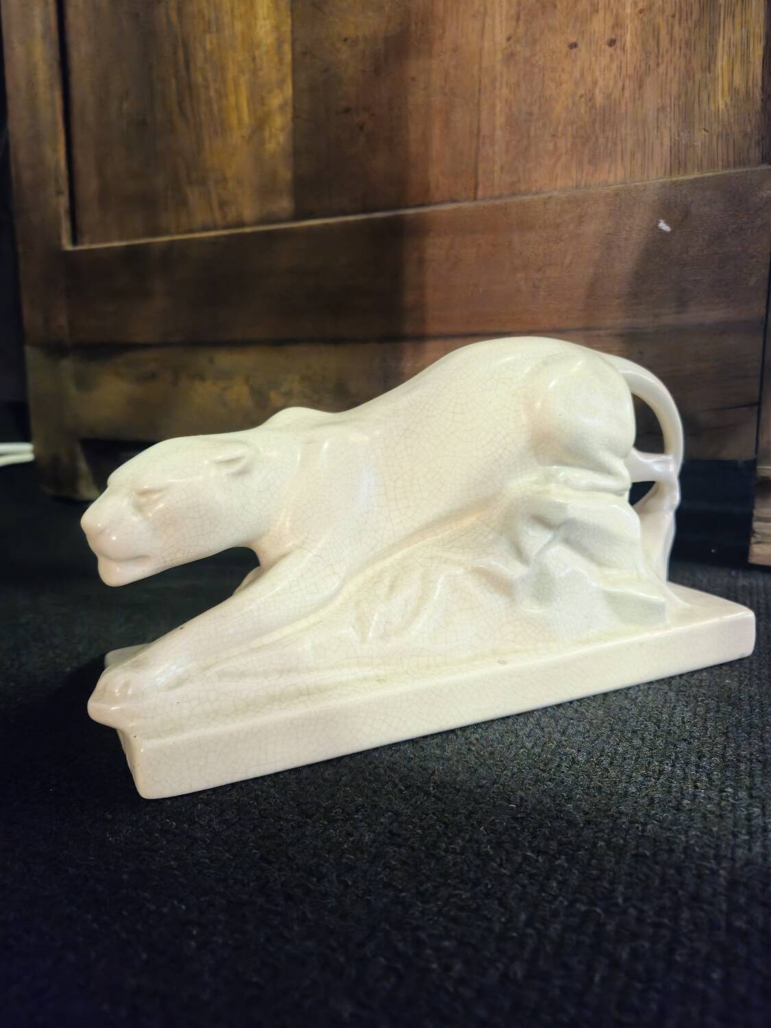 Art Deco Crackle Ceramic Panther 1930