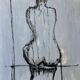 Signed oil on canvas painting of a female portrait "back study in Indian ink"