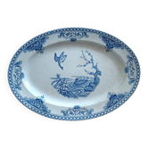 Plat ovale camaïeu de bleu en faïence de Gien