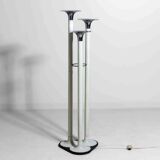 French tripod floor lamp with trumpet shades in chrome and enamel, 1960s