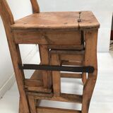 Chaise   escabeau bibliothèque en chêne années 50-60