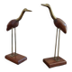 Pair of teak and brass herons from the 70s