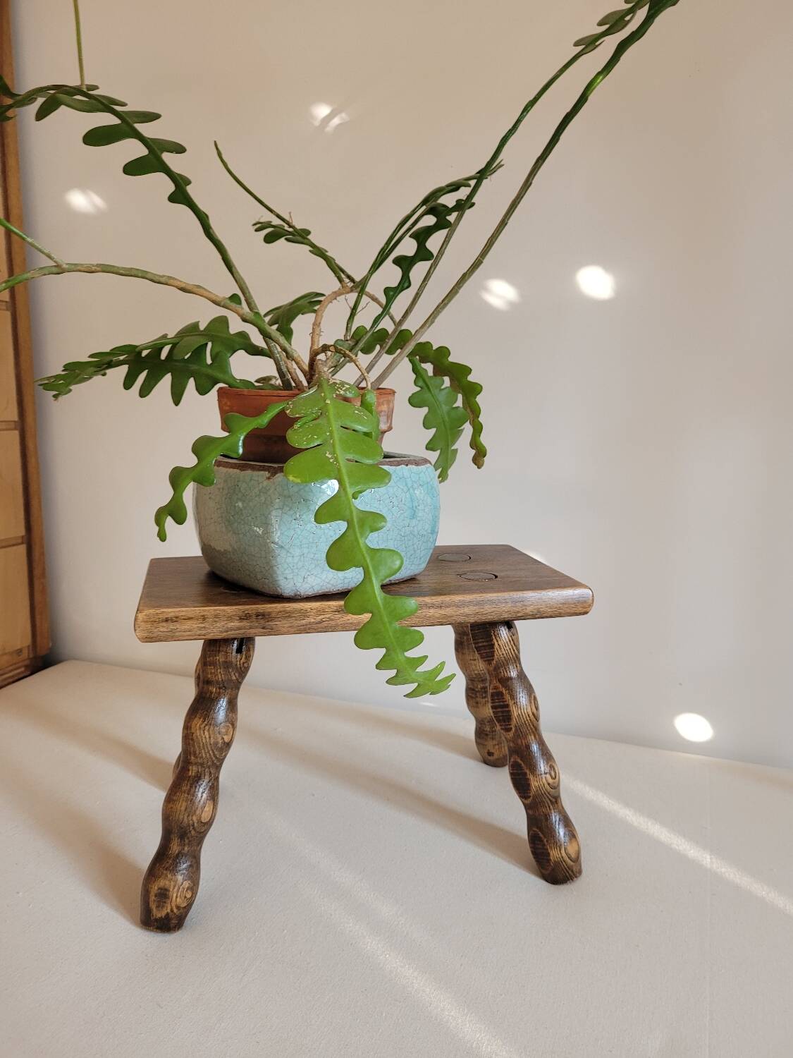 Rectangular wooden stool footrest