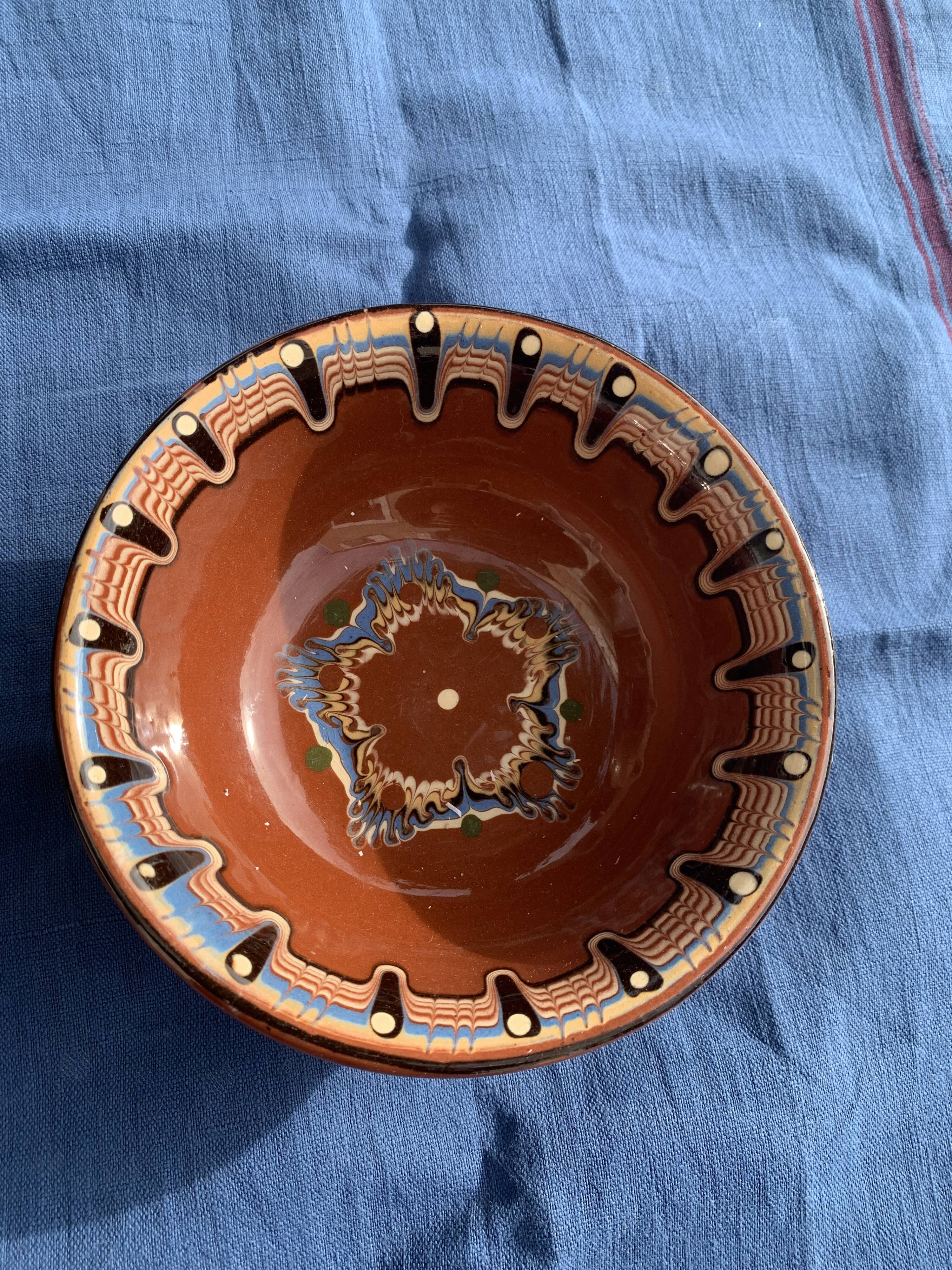 Two large bowls, vintage artisanal pottery cups