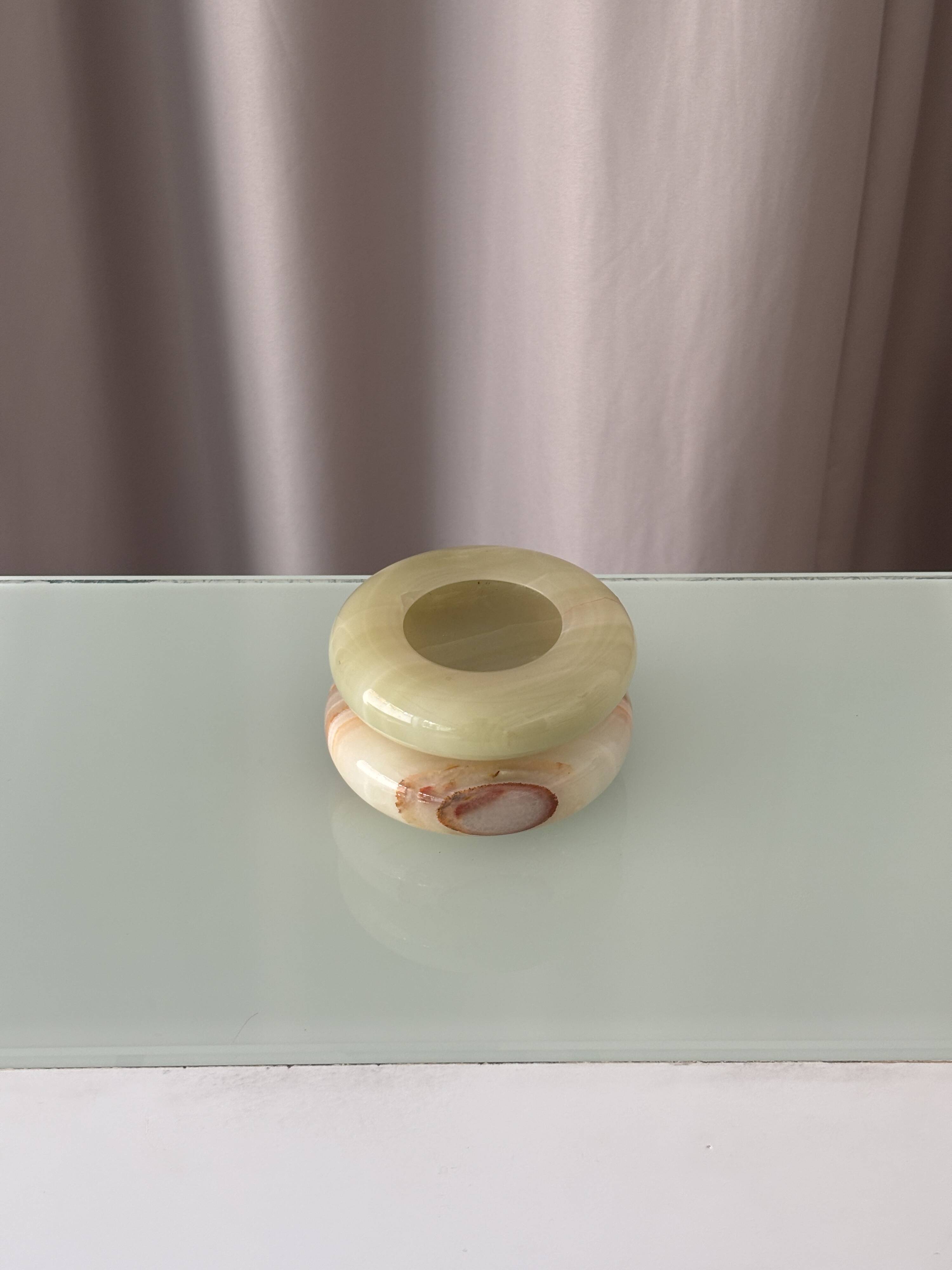 Pair of Vintage Italian Onyx Ashtrays / Catchall Dishes – 1970s