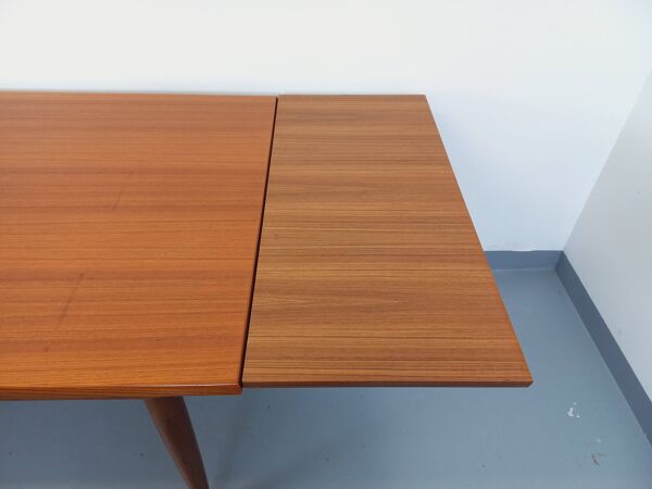Table à manger style scandinave vintage des années 50 60 en teck avec rallonges