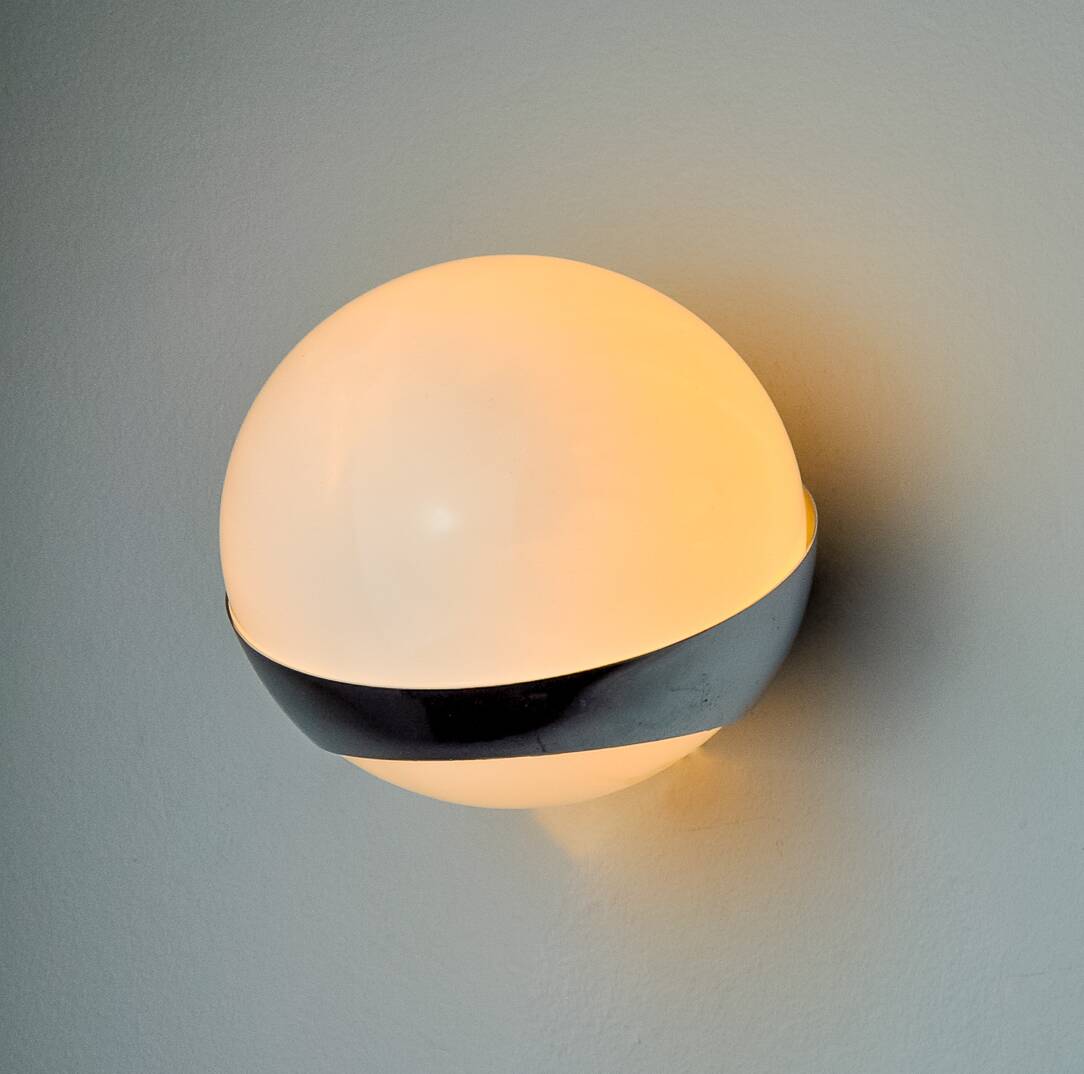 SPACE-AGE WALL LIGHT BY MARCA SL, WHITE OPALINE, SPAIN,