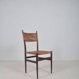 Chaise en teck et rotin, années 60