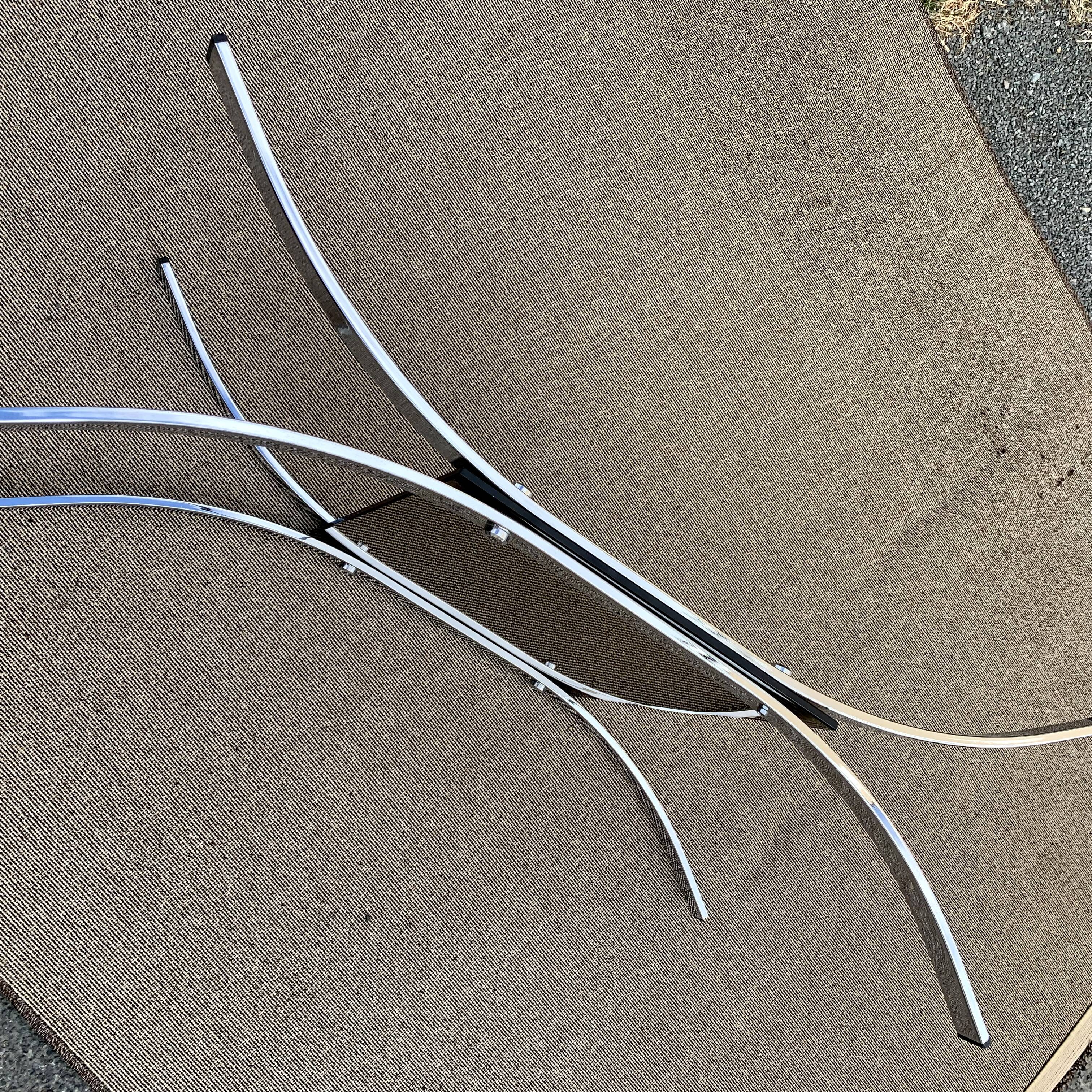 Double smoked glass and chrome coffee table 1980