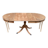 Round extendable dining table Regency central leg stripped mahogany 1960