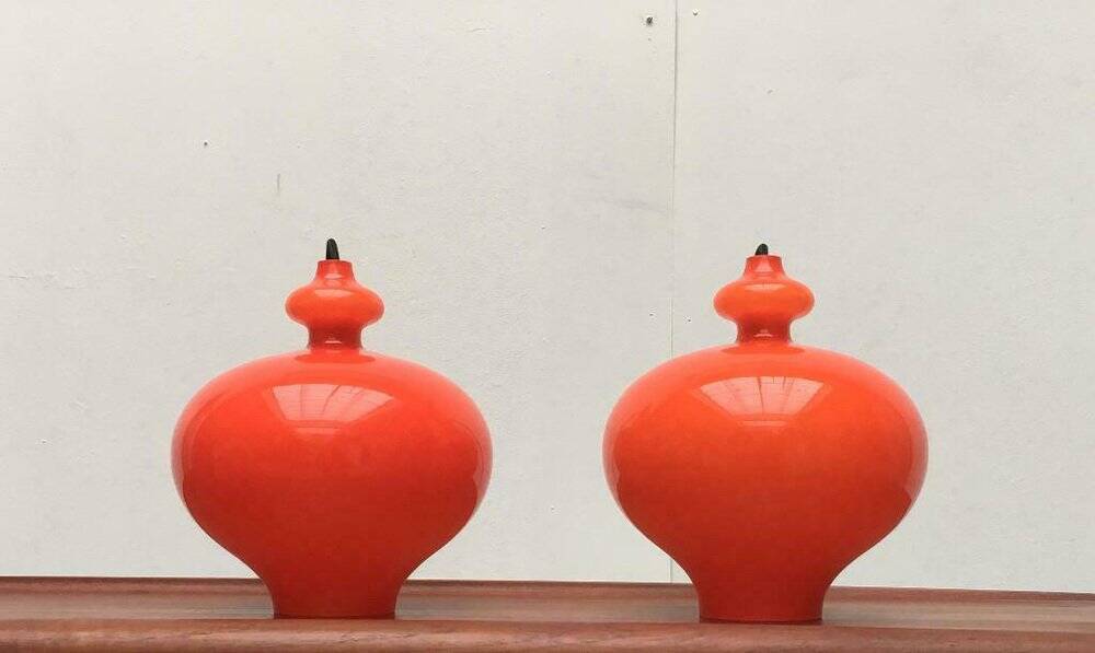 Mid-century Swedish space-age glass pendant lamp by Hans-Agne Jakobsson for Staff and Holmegaard, 1960s.