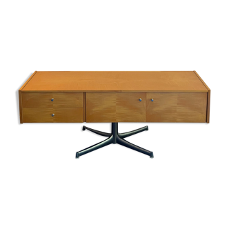 Sideboard, 70s wooden vinyl platinum furniture on stainless steel star base