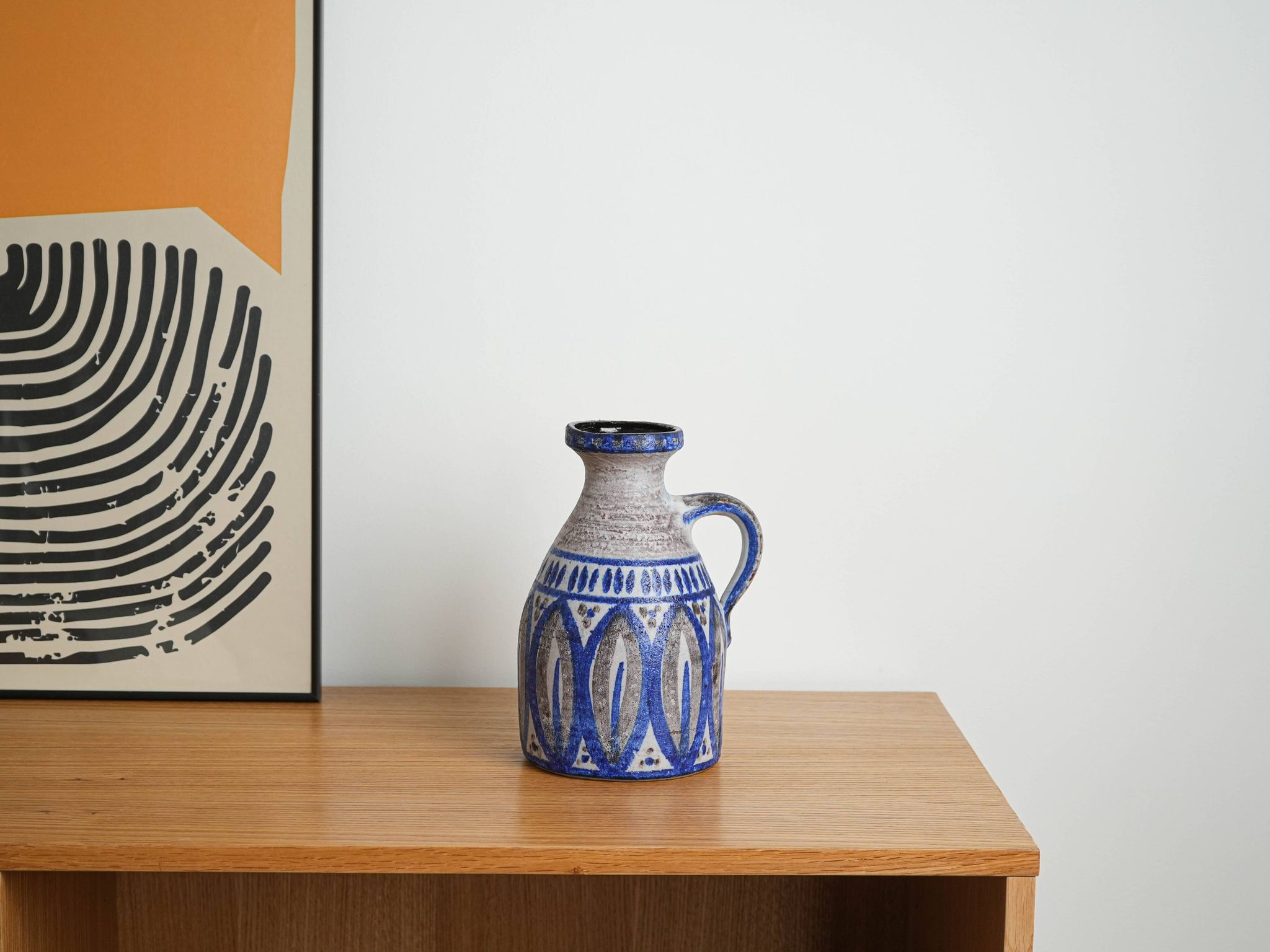 Ceramic vase with a handle, Danish design, 1960s, made in Denmark