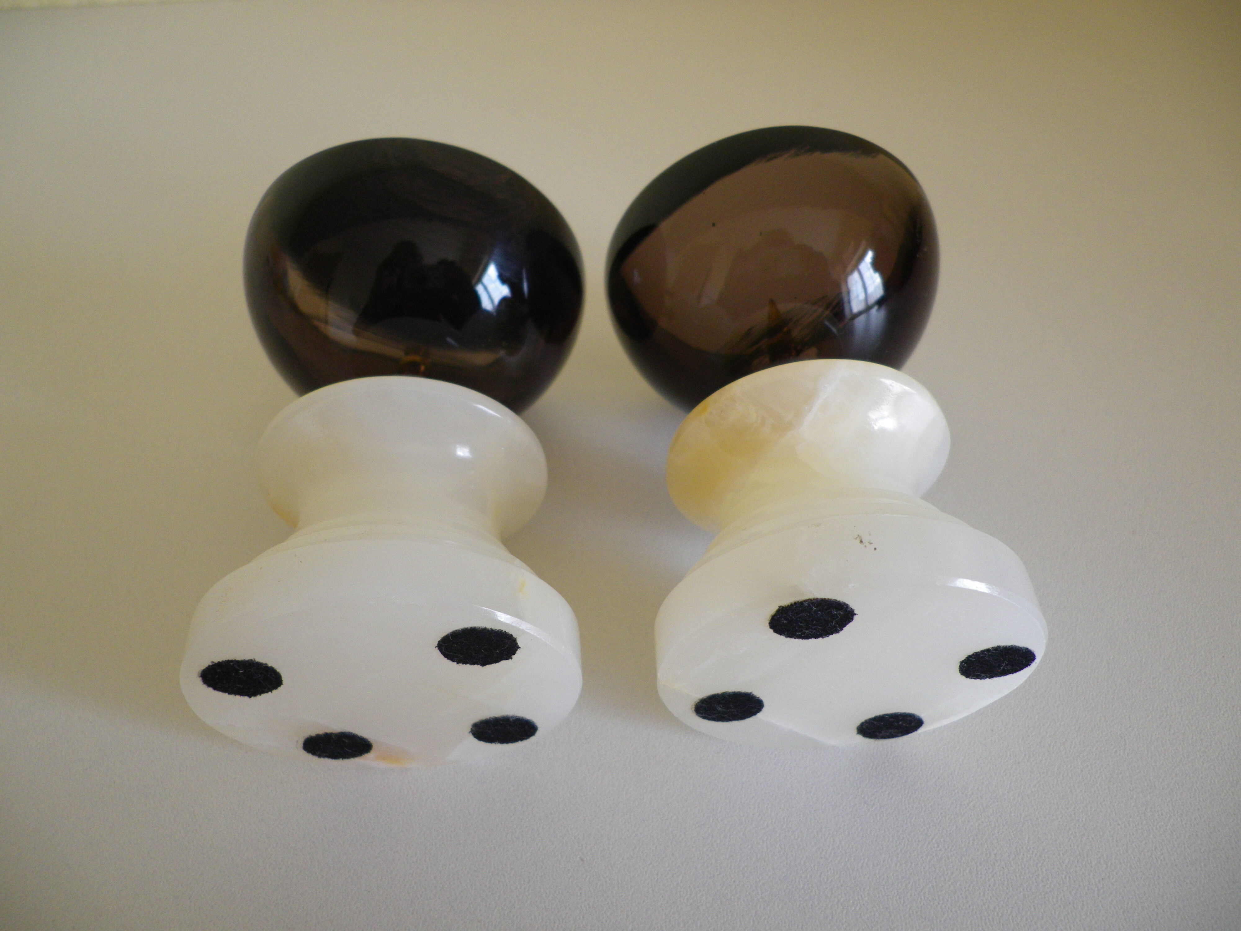 Pair of candlesticks in Crystal and onyx stone
