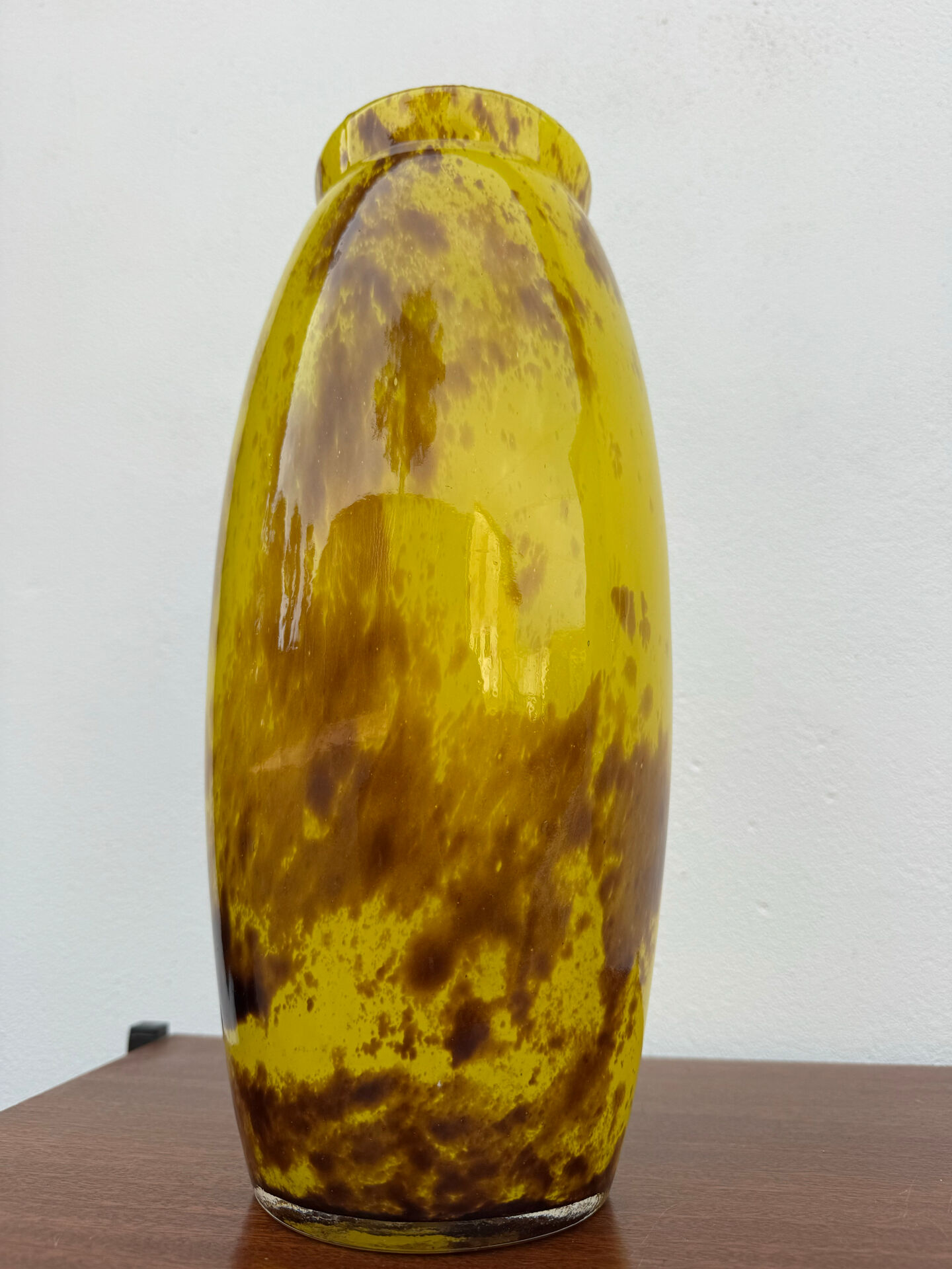 Large marbled yellow Art Deco vase