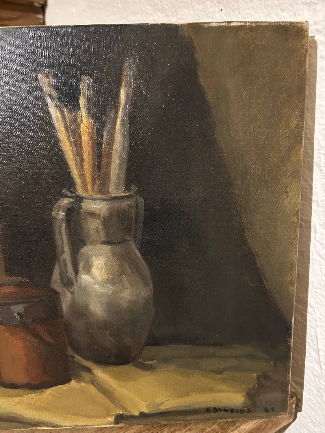 Old oil painting: still life