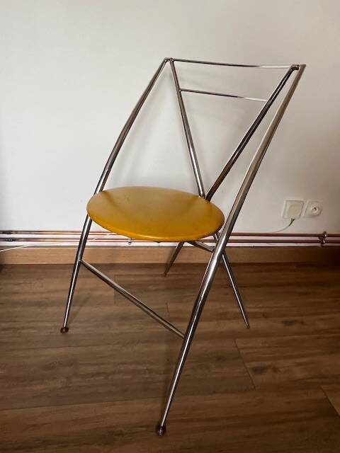 Yamakado chair, chrome and yellow skai