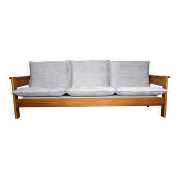Brutalist pine sofa, 60s/70s
