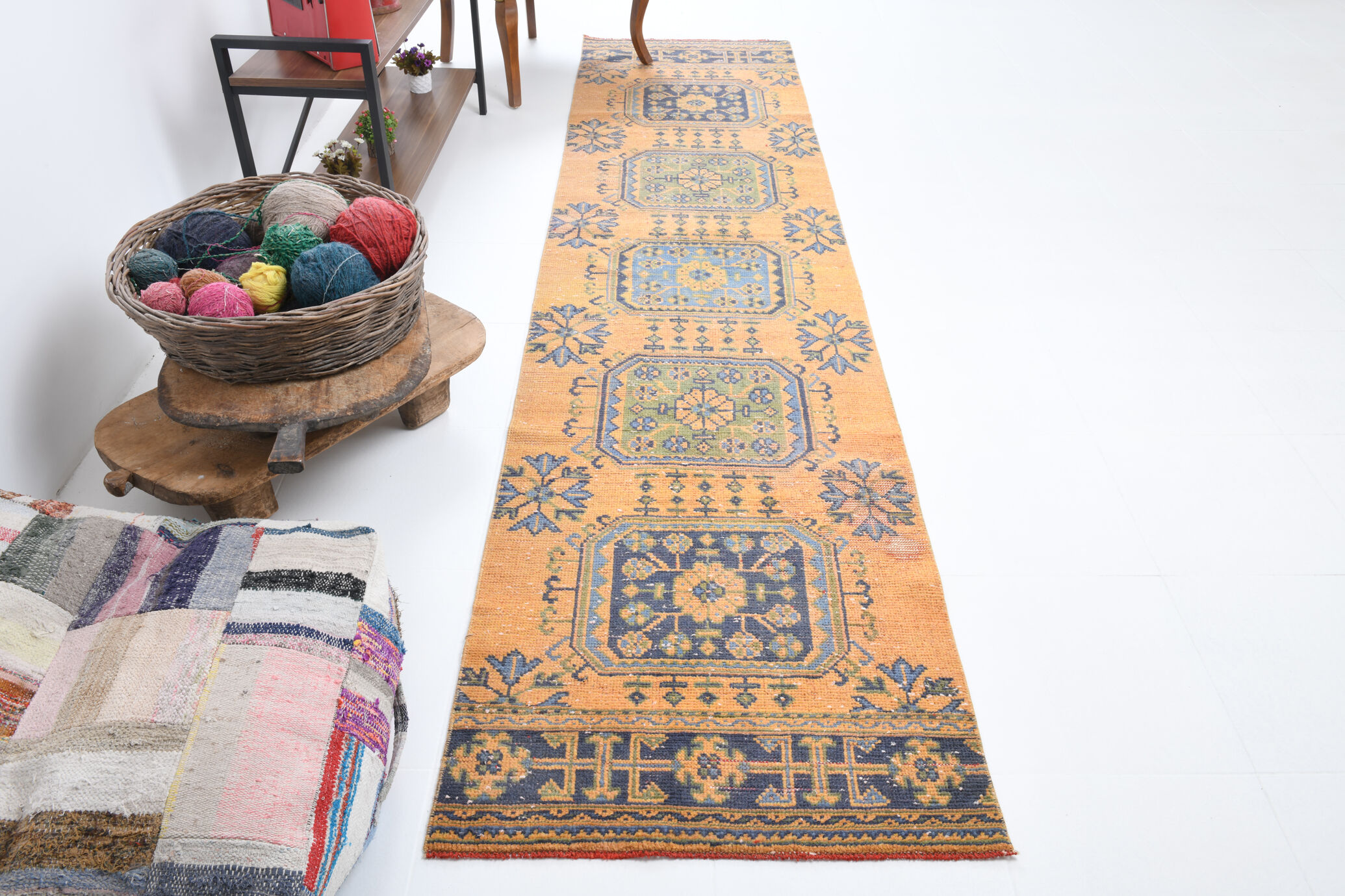 Long hallway turkish runner rug 341x81cm