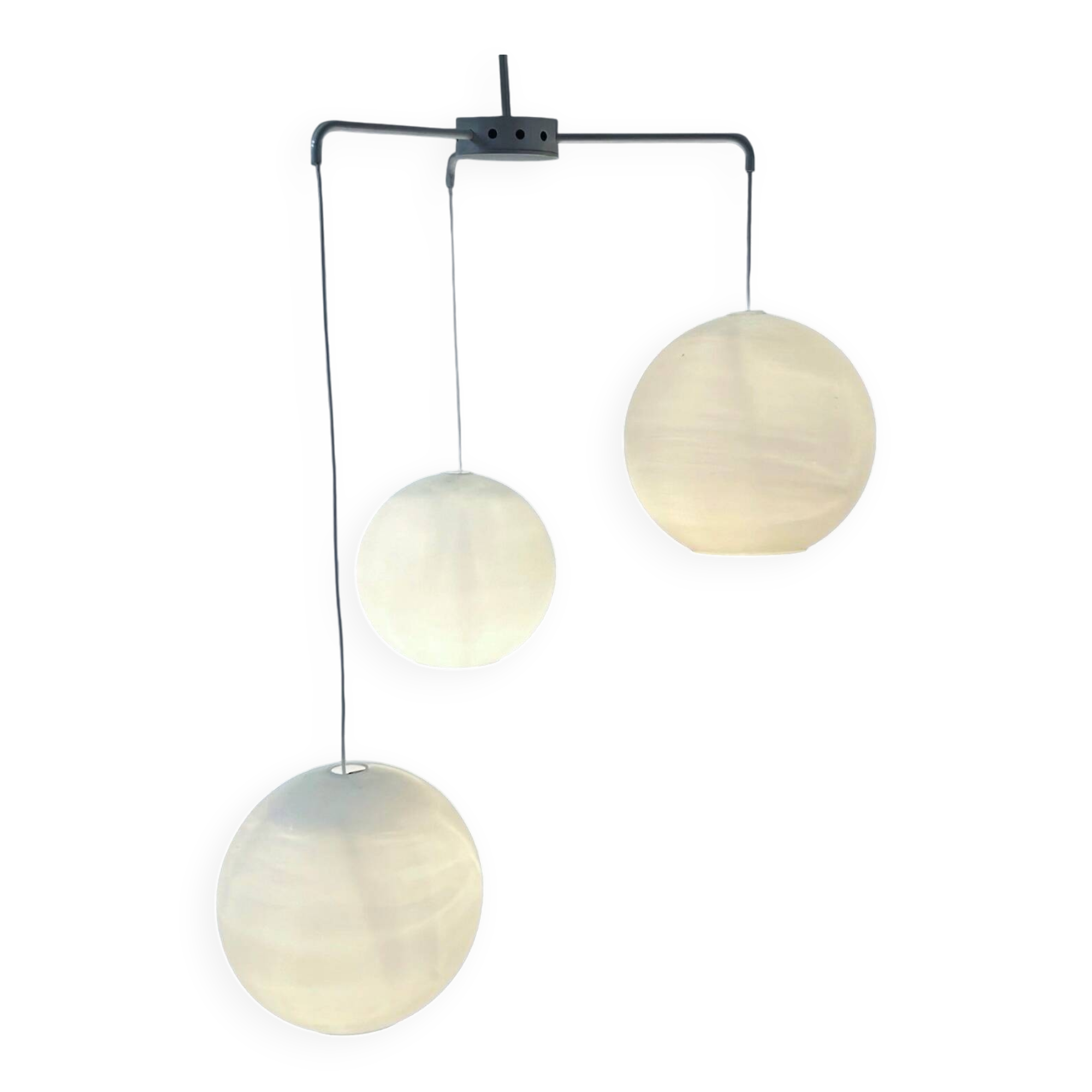 Mid-century pendant lamp with three large opal glass globes by philips, 1960s