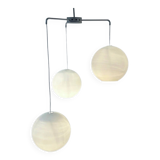 Mid-century pendant lamp with three large opal glass globes by philips, 1960s