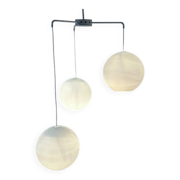 Mid-century pendant lamp with three large opal glass globes by philips, 1960s