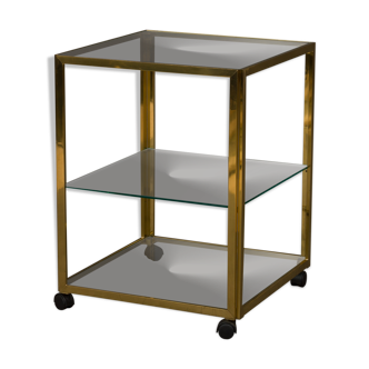 Italian brass bar trolley with 3 shelves