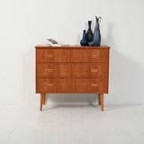 Scandinavian teak chest of drawers with oak details