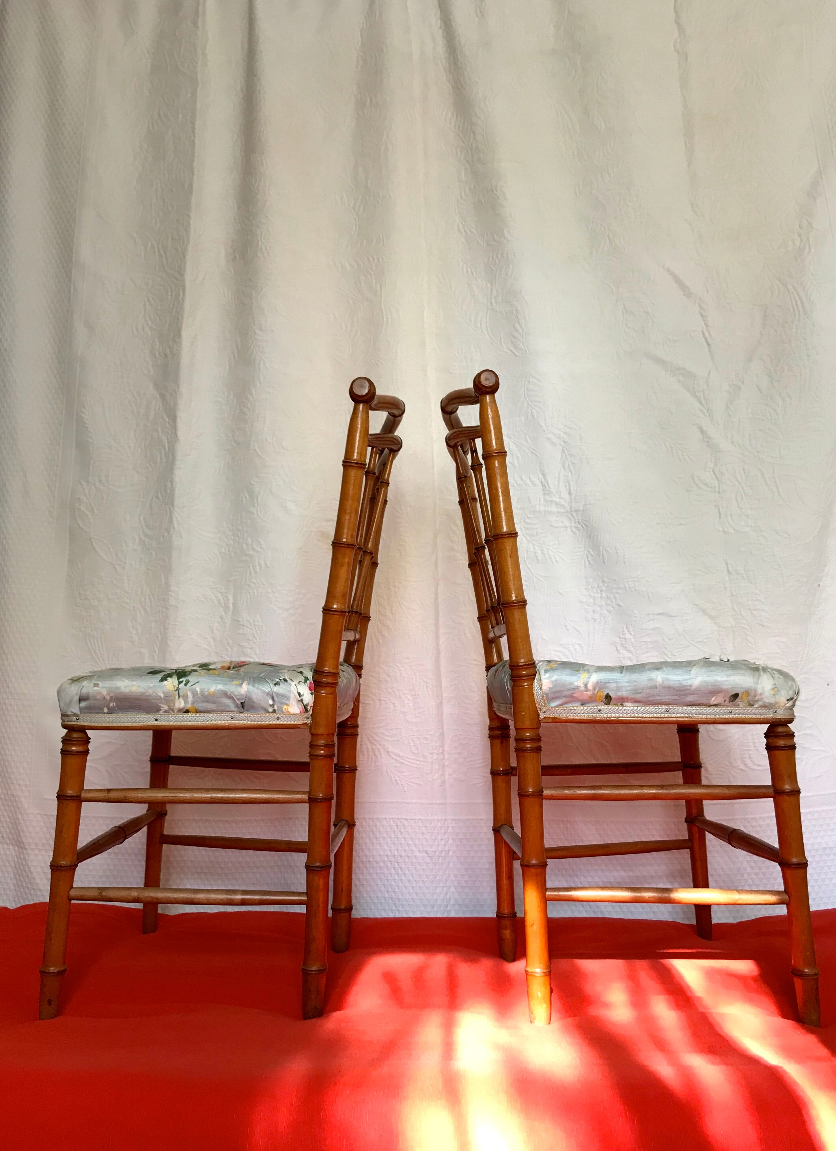 Pair of chairs bamboo collection Napoleon III