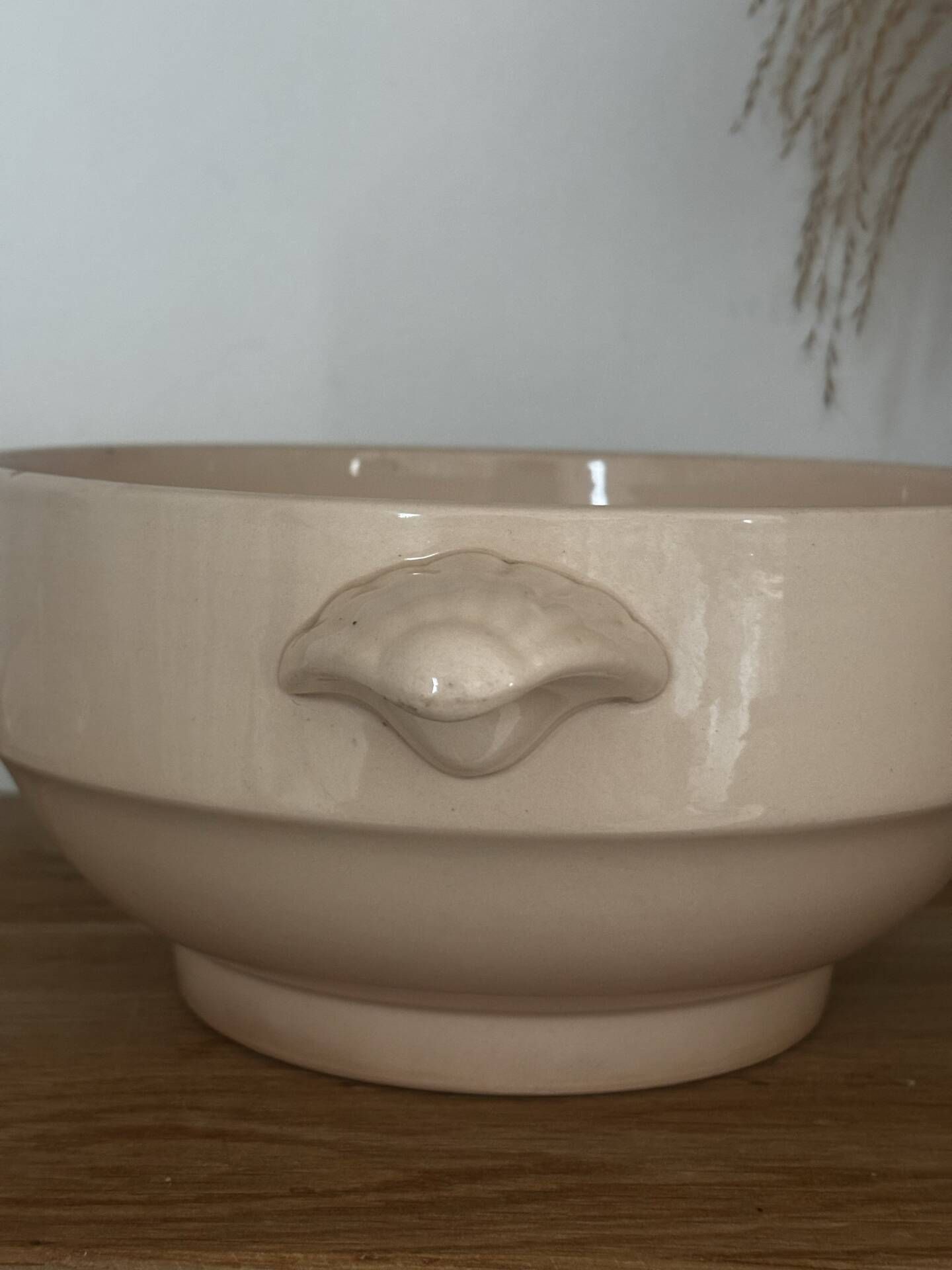 Old pink porcelain soup tureen Digoin