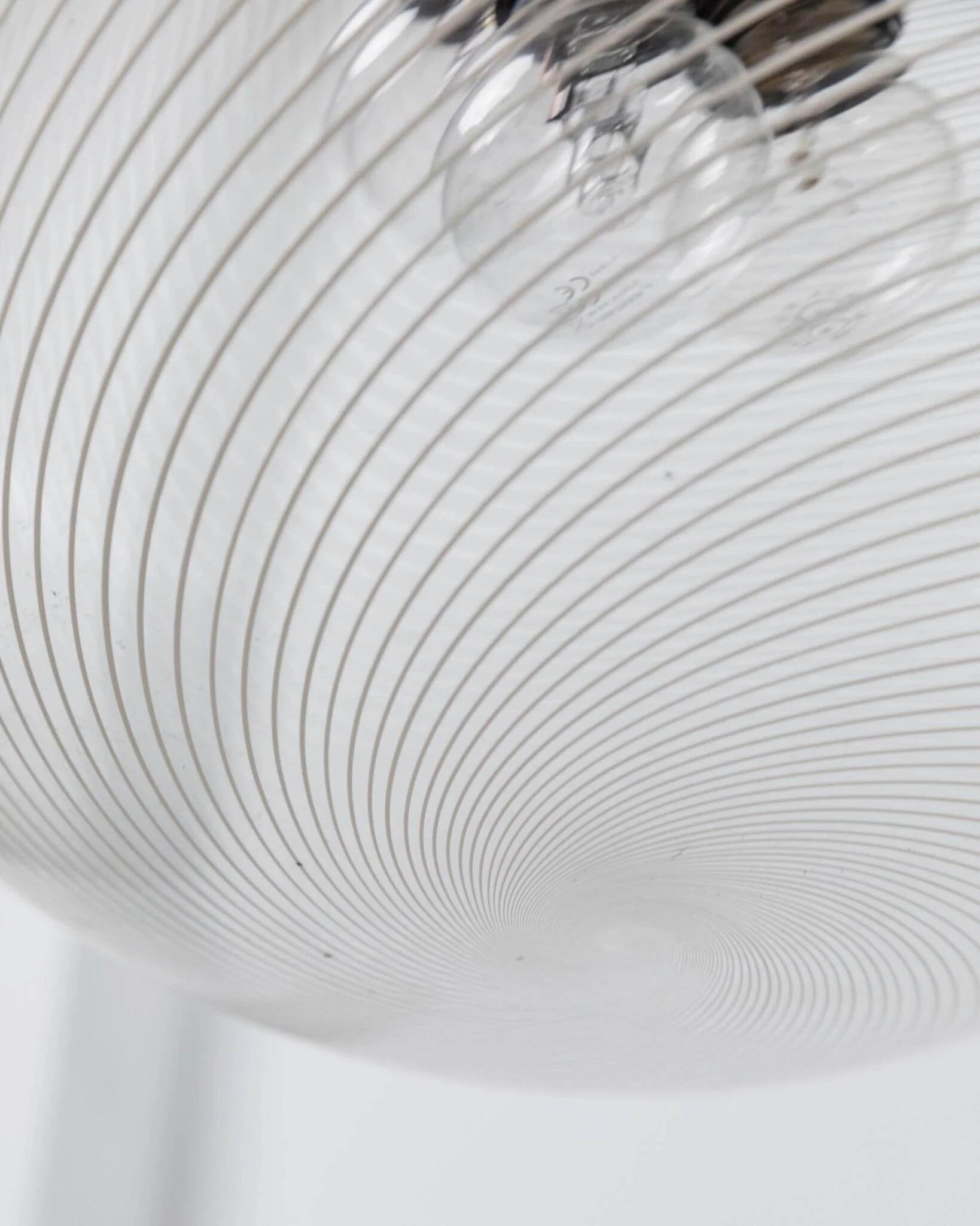 XXL Transparent Murano Glass Globe Lamp with Gold Metal Hardware, 3-Bulb Italian 1960s Vintage Pendant