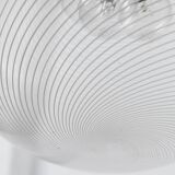 XXL Transparent Murano Glass Globe Lamp with Gold Metal Hardware, 3-Bulb Italian 1960s Vintage Pendant